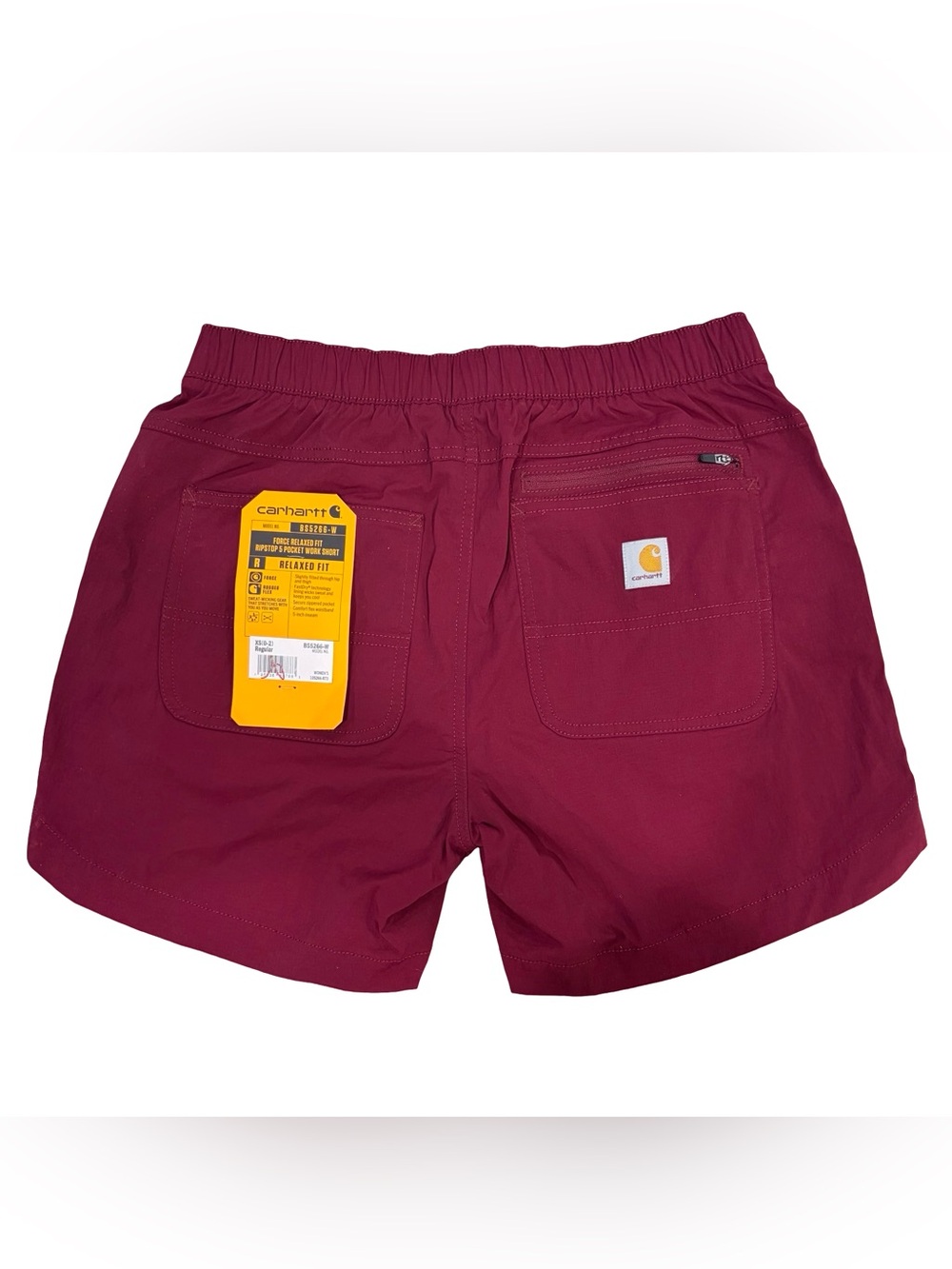 Carhartt Women's Force Relaxed Fit Ripstop 5-Pocket Shorts Maroon Size XS NWT - Picture 3 of 11